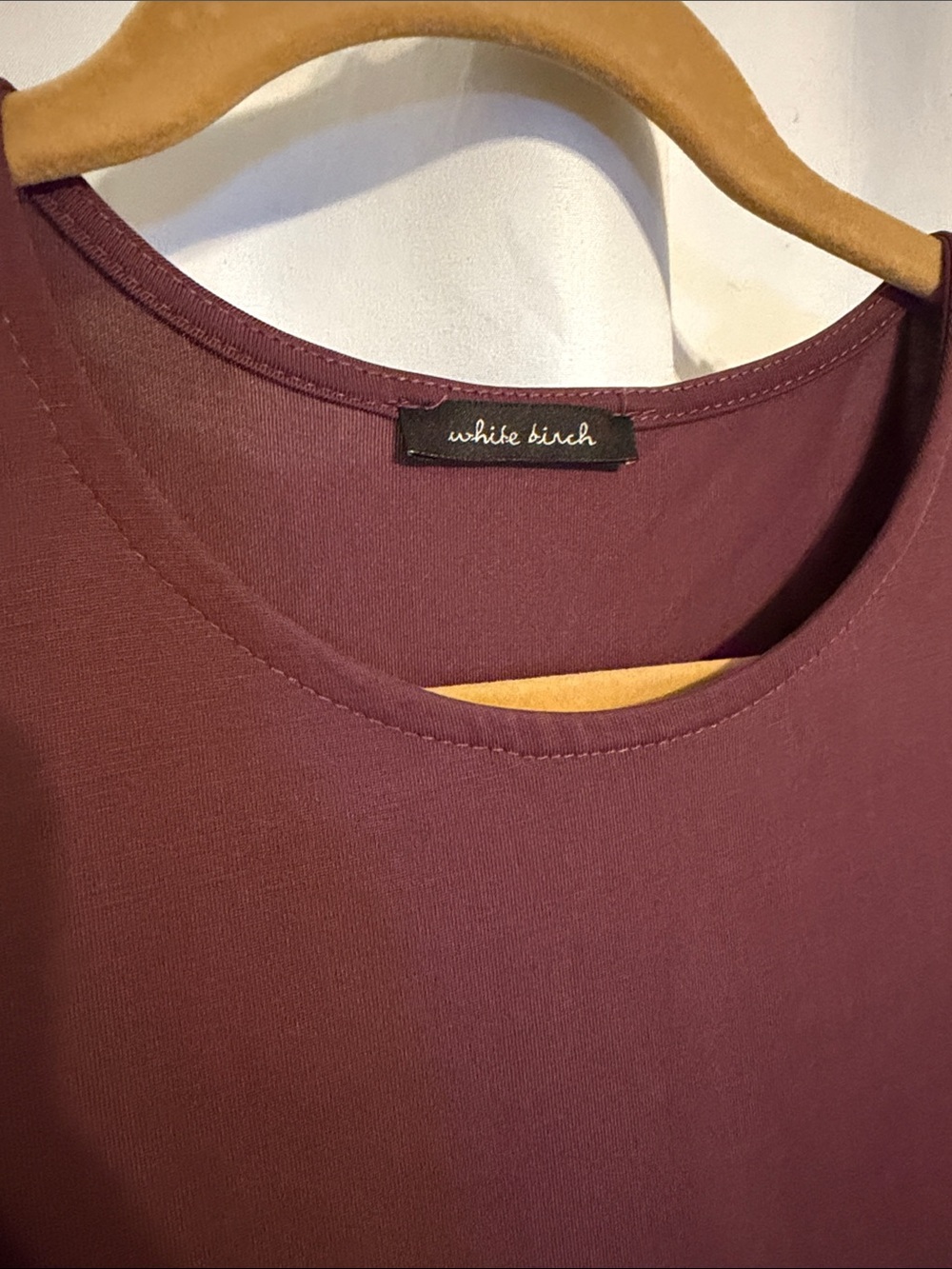 white birch Short Sleeve Swing Tunic Dress in Burgundy - Picture 2 of 3